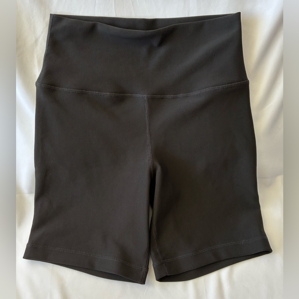 Yogalicious Rib Everyday 7” Womens Bike Lycra Sport Shorts Black Size Large